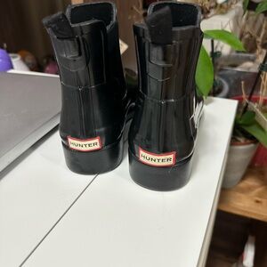 Hunter Glossy Black Ankle Boots